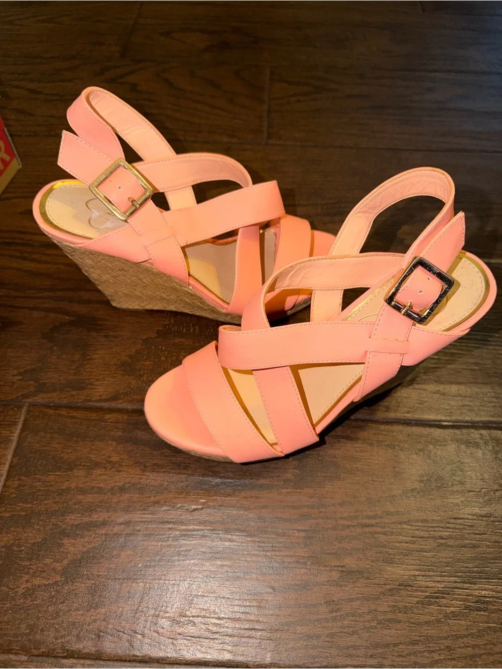 Jessica Simpson Coral Pink Strappy Wedge Sandals